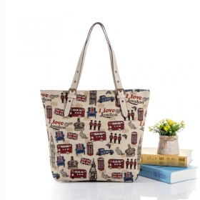 Canvas Shopper With PU Handle
