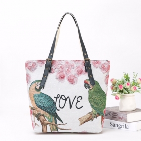 Canvas Shopper With PU Handle NEW