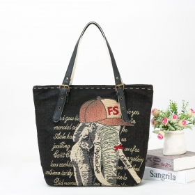 Canvas Shopper With PU Handle NEW